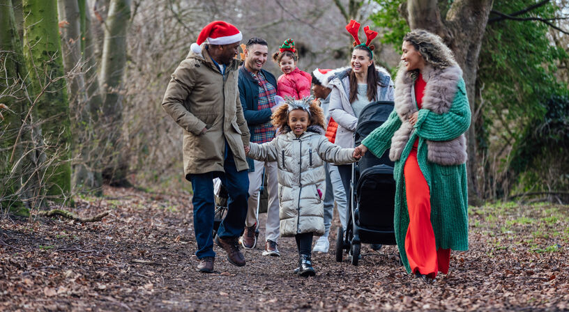 family enjoying Christmas walk
