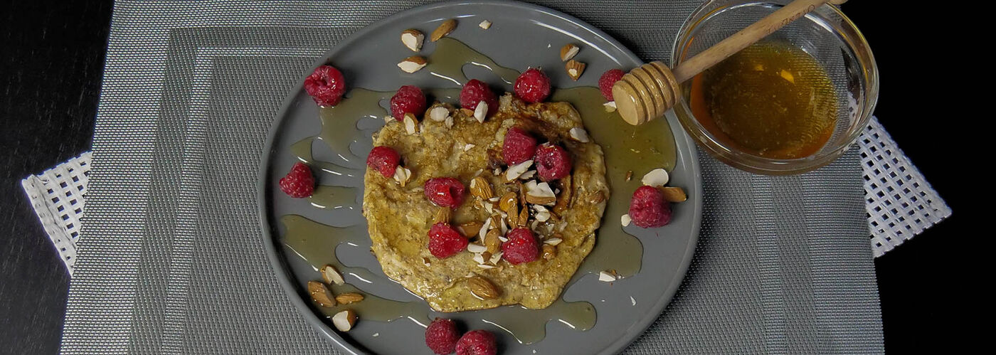 banana and almond pancakes on a plate