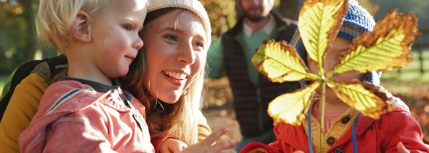 Family on an autumn walk