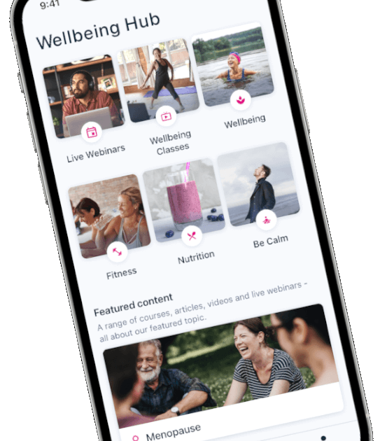 Image of the benenden app on a smartphone screen