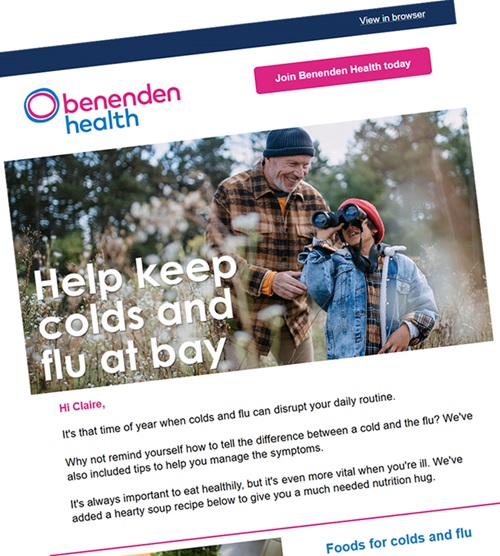 Example image of a Benenden Health e-newsletter