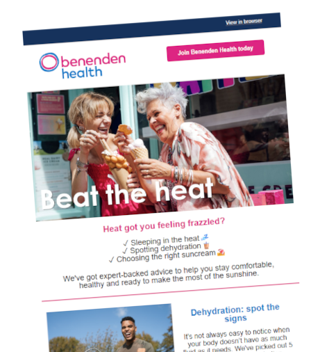 Example image of a Benenden Health e-newsletter