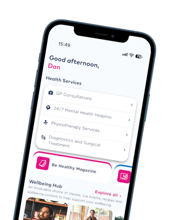 Image of Benenden app on a smart phone