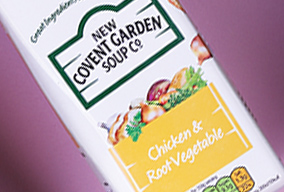 carton of New Covent Garden Soup Co Chicken and Root Vegetable flavour carton of New Covent Garden Soup Co Chicken and Root Vegetable flavour