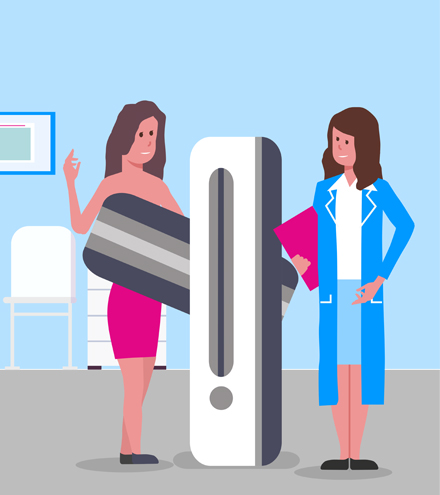 Woman having a breast exam