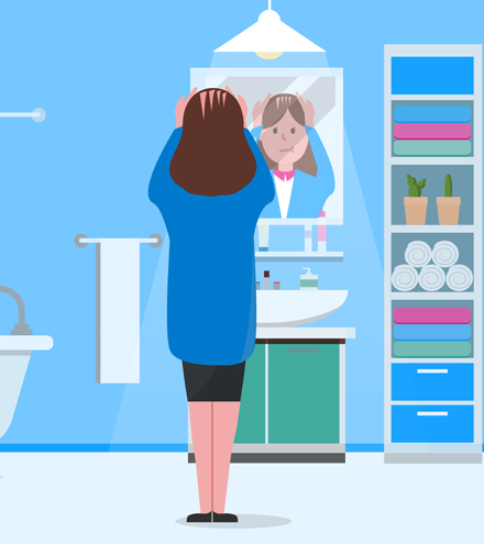Woman noticing her hair loss