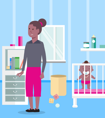 New mother struggling with postnatal depression