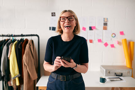 Woman looking happy at work