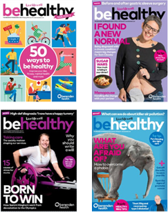 Front cover pages of Be Healthy magazine