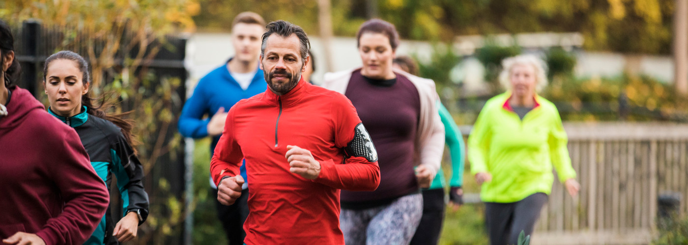 Young family walking in the countryside