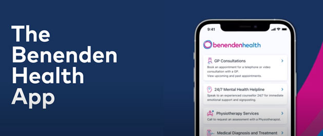 Screenshot of the Benenden Health app