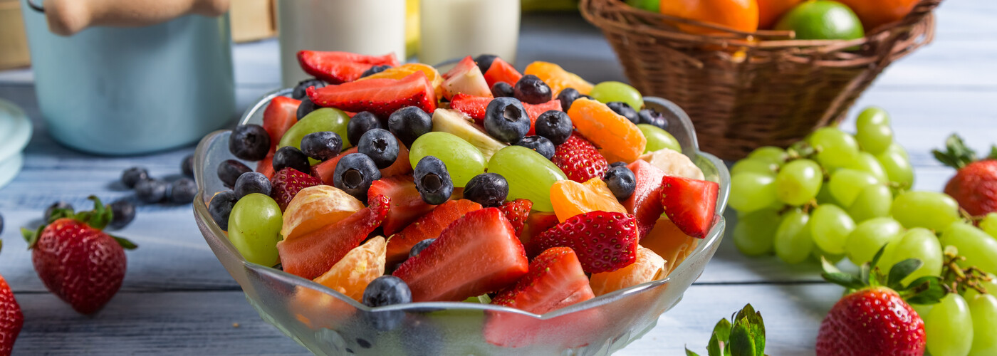 Healthy superfood salad made of fresh berries and fruit