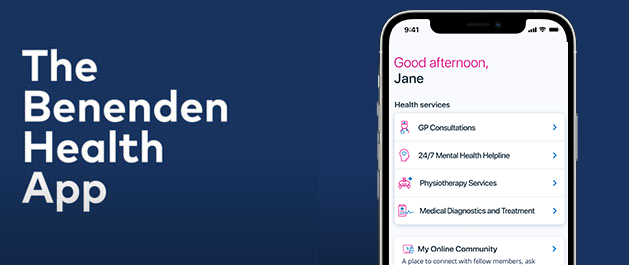 Screenshot of the Benenden Health app