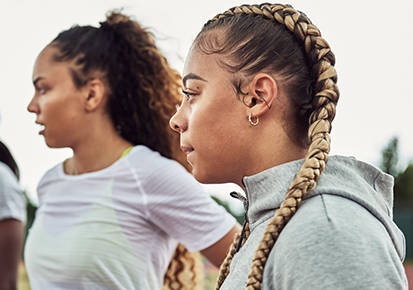 Young women playing team sports