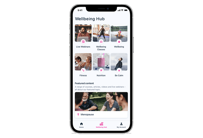 Screen shot of the app Wellbeing Hub 