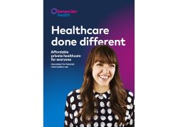 Cover of Intermediaries Overview Guide. A female employee smiling. Text reads: 'Healthcare done different'