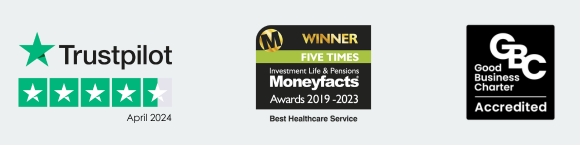 Trustpilot Score, 2022 Moneyfacts winner awards: Best Healthcare Service and Best Private Mediacl Insurance Provider, Benenden Healthcare for Business